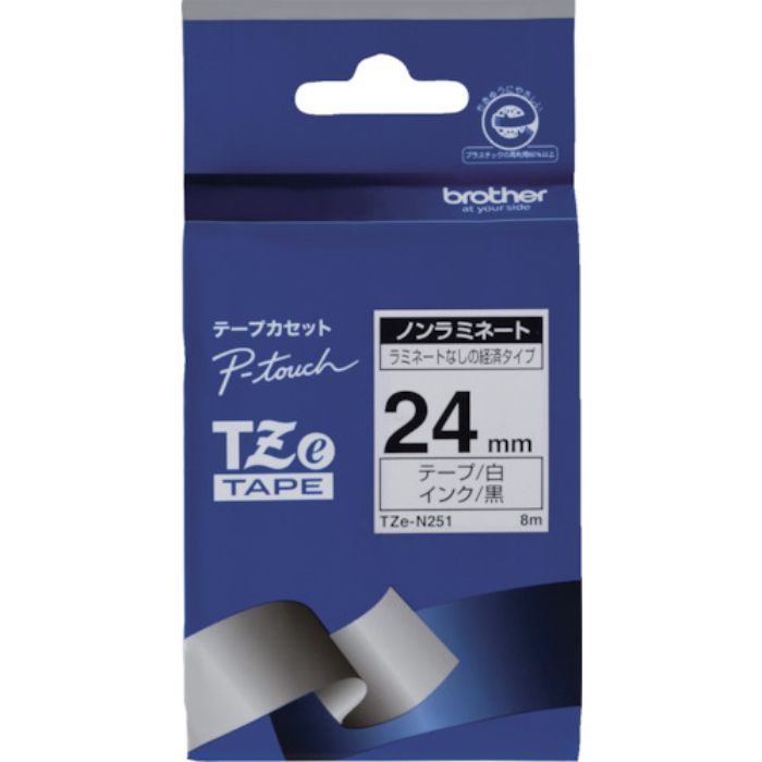 ブラザー Tzeテープ ノンラミネート 黒字/白地/24mm(Tcode:3847549)