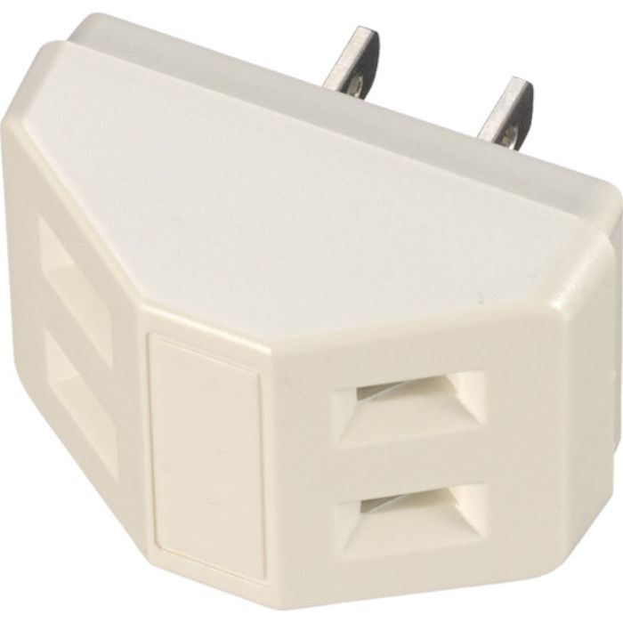 YAZAWA 耐トラ付三角タップ2コ口白(Tcode:3696666)