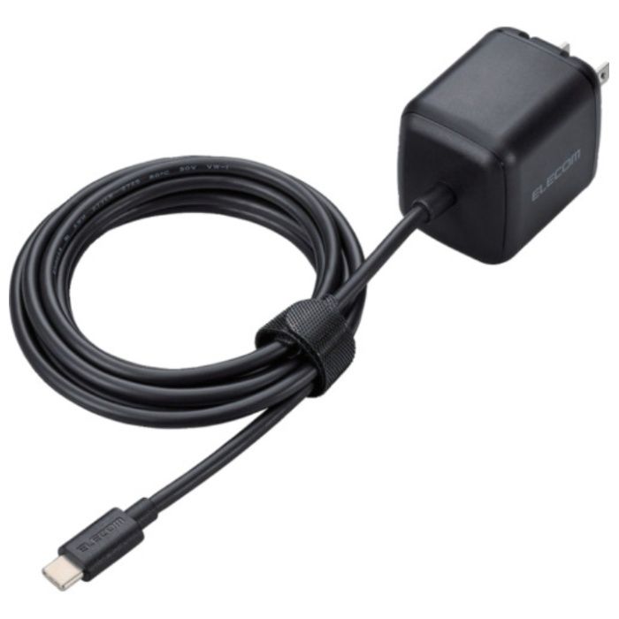 ELECOM　ノートPC用ACアダプター　USB　PD　65W　USB-Cケーブル一体　2.0m　ブラック