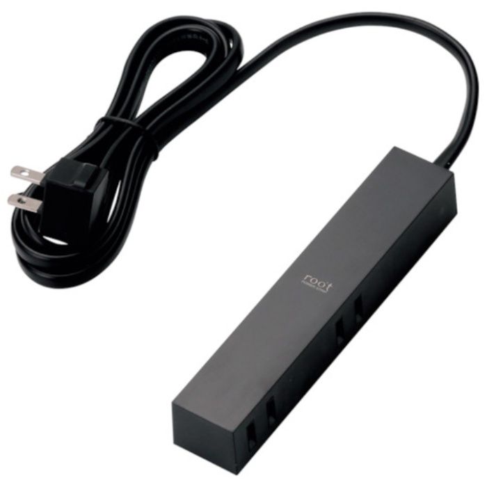 ELECOM　デザインタップ　roo’t　(2ピン・4個口)　1.5m　ブラック