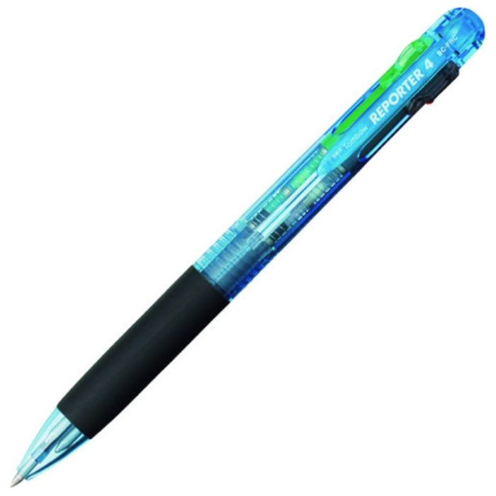 Tombow　4色ボールペン　リポーター4　透明ブルー