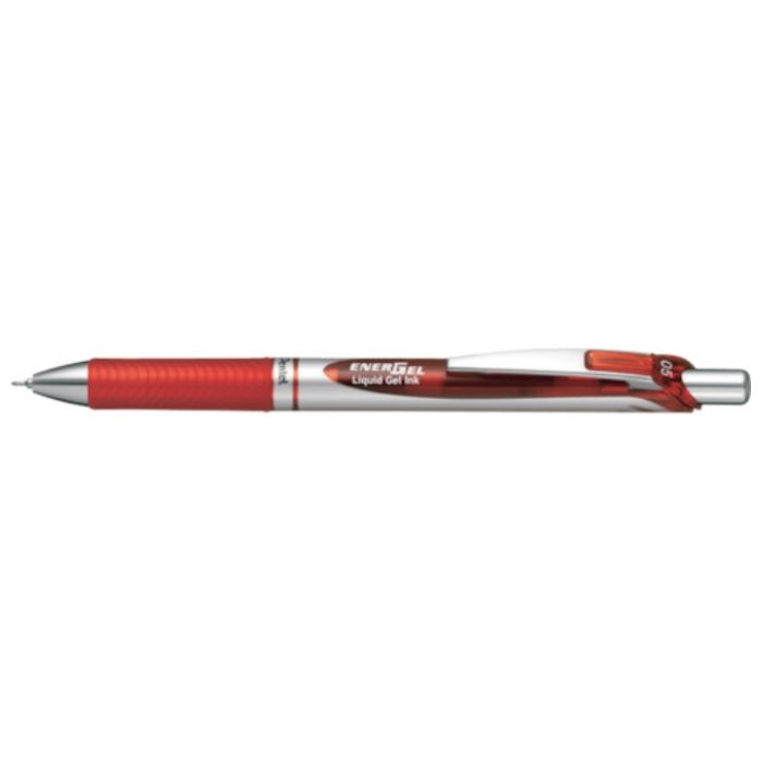 PENTEL　ボールペン　エナージェル　0.5mm　シルバー軸　赤