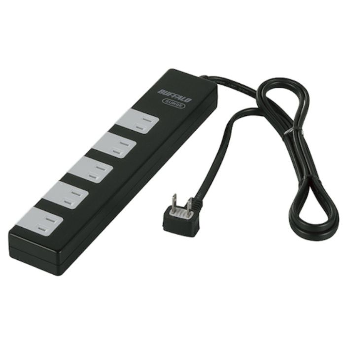 BUFFALO　2ピン式電源タップ　10個口タイプ　雷サージ防止/集中スイッチ付　1.5m　ブラック