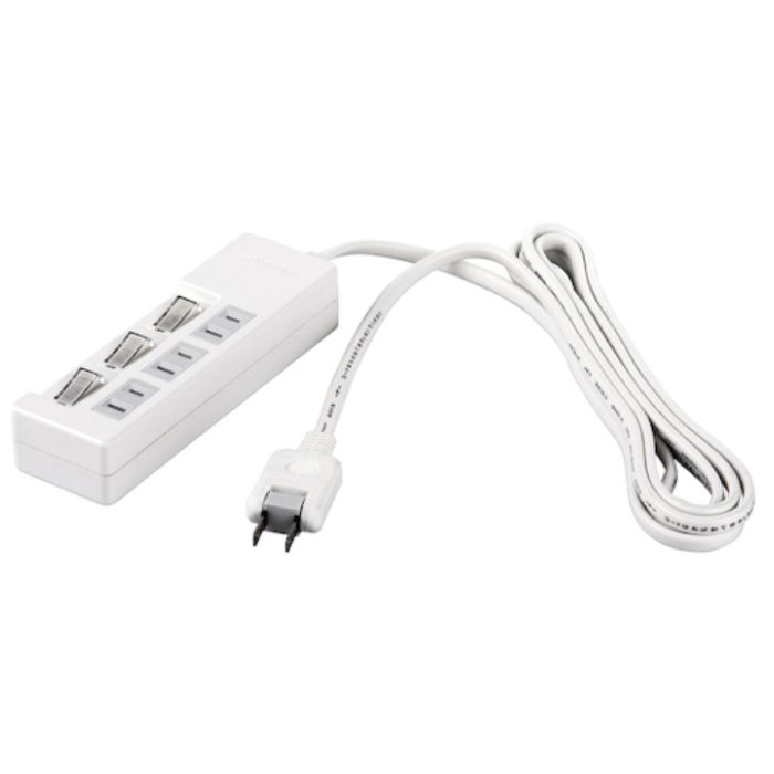 BUFFALO　2ピン式電源タップ　3個口タイプ　雷サージ防止/個別スイッチ付　1m　ホワイト