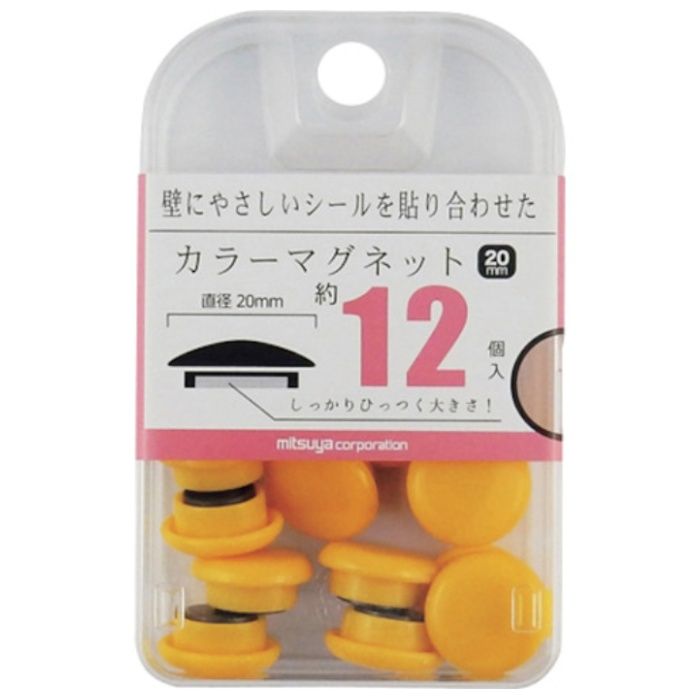 mitsuya　カラーマグネット20mm　黄12個　M37141
