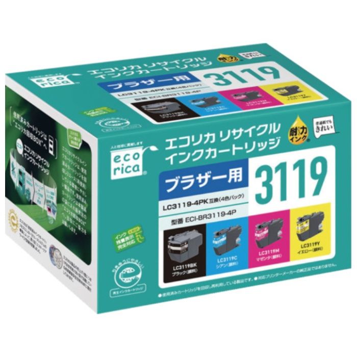 ecorica　LC3119-4PK　互換リサイクルインクカートリッジ