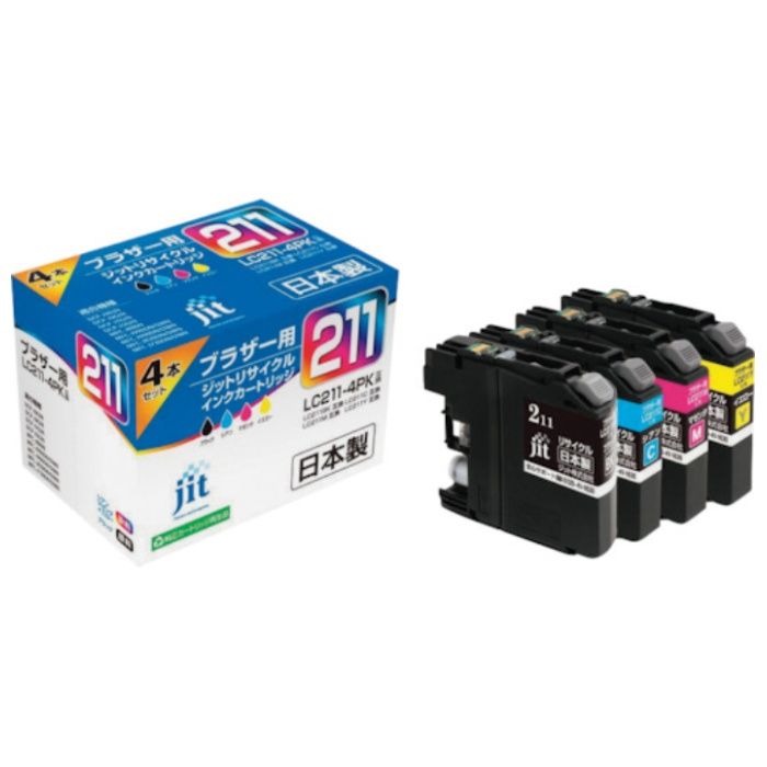 jit　ブラザー　LC211-4PK対応　ジットリサイクルインク　JIT-B2114P　4色入り