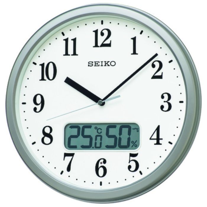 SEIKO　電波掛時計　“KX244S”　(温度湿度表示付き)