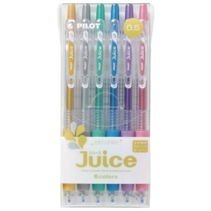 PILOT　ゲルインキボールペン　ジュース0.5　メタリックカラー6色セット