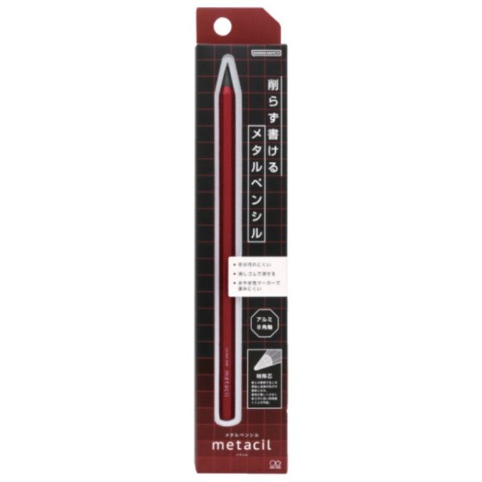 サンスター文具　メタルペンシル　metacil(メタシル)　メタリックレッド
