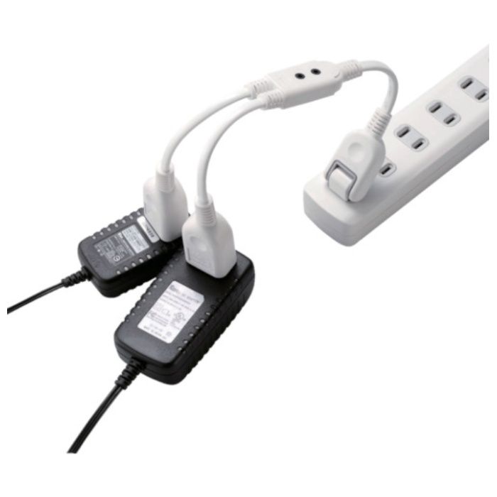 ELECOM　ACアダプタを2個繋げるケーブル　0.2m　ホワイト
