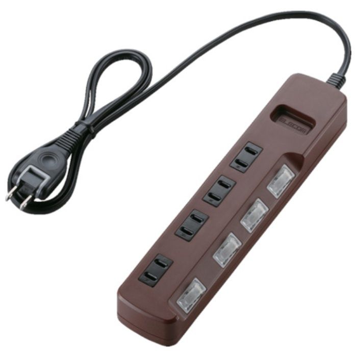 ELECOM　OAタップ　雷ガード　個別スイッチ　4個口　1m　ブラウン