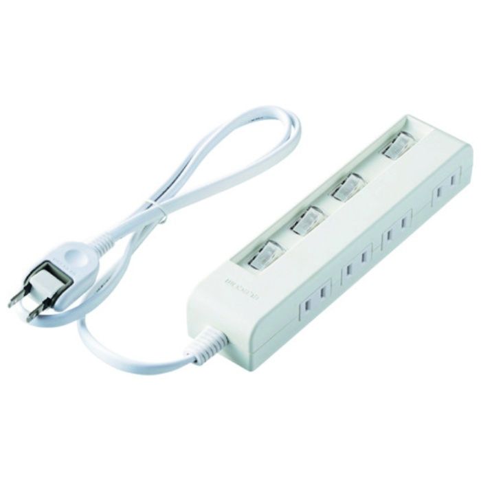 ELECOM　省エネタップ　個別スイッチ　横挿し　4個口　1m　ホワイト