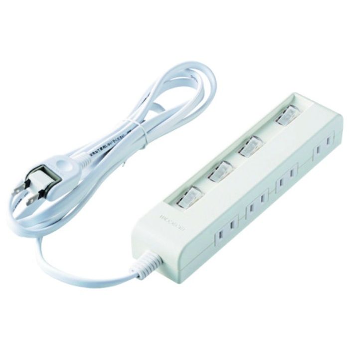 ELECOM　省エネタップ　個別スイッチ　横挿し　4個口　2m　ホワイト