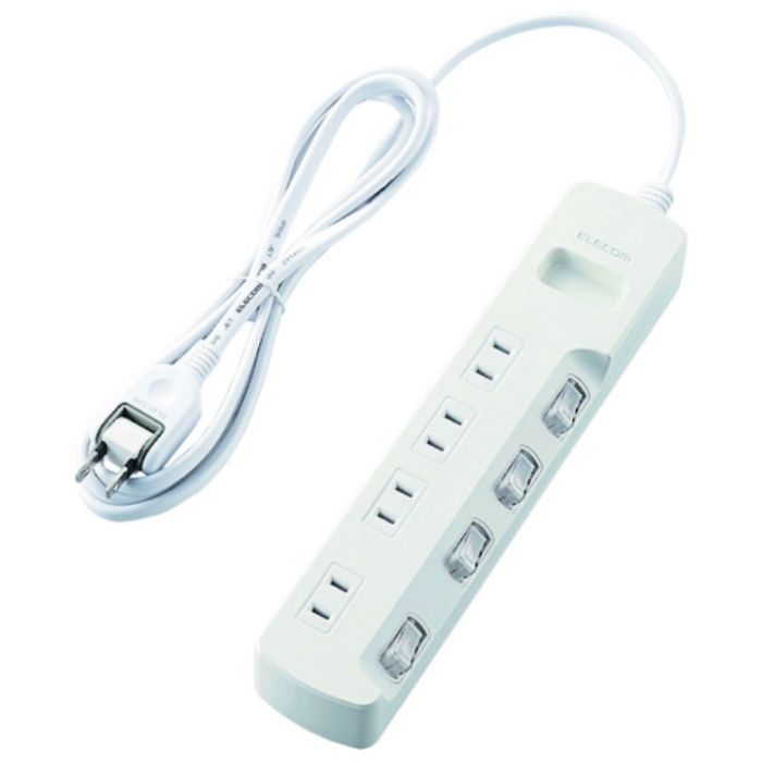 ELECOM　省エネタップ　個別スイッチ　ホコリシャッター付　4個口　2m　ホワイト