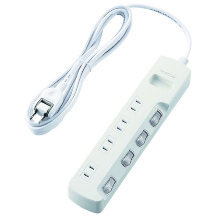 ELECOM　省エネタップ　個別スイッチ　ホコリシャッター付　4個口　3m　ホワイト