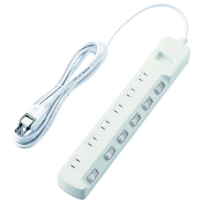 ELECOM　省エネタップ　個別スイッチ　ホコリシャッター付　6個口　3m　ホワイト