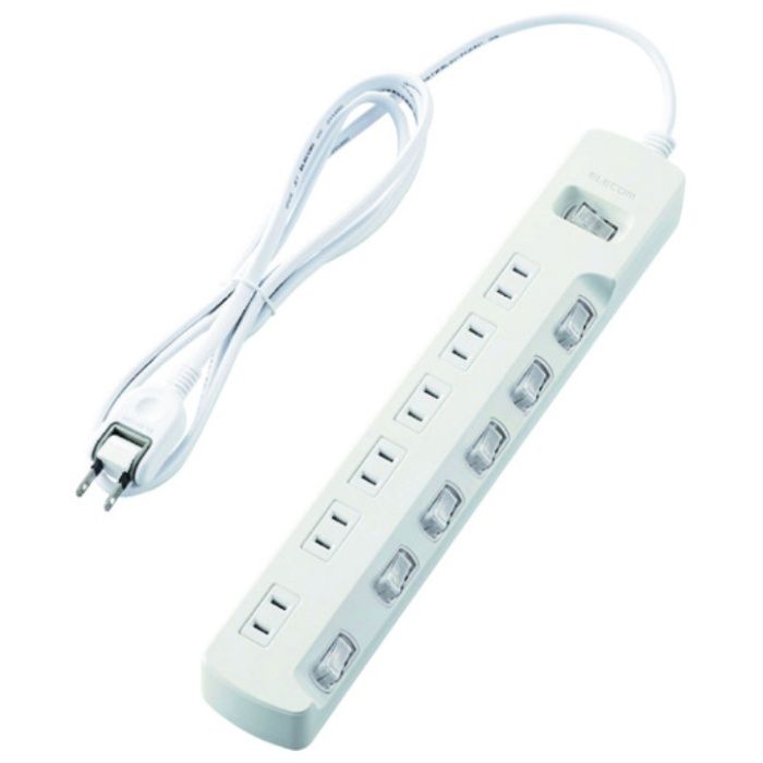 ELECOM　省エネタップ　一括&個別スイッチ　6個口　2m　ホワイト