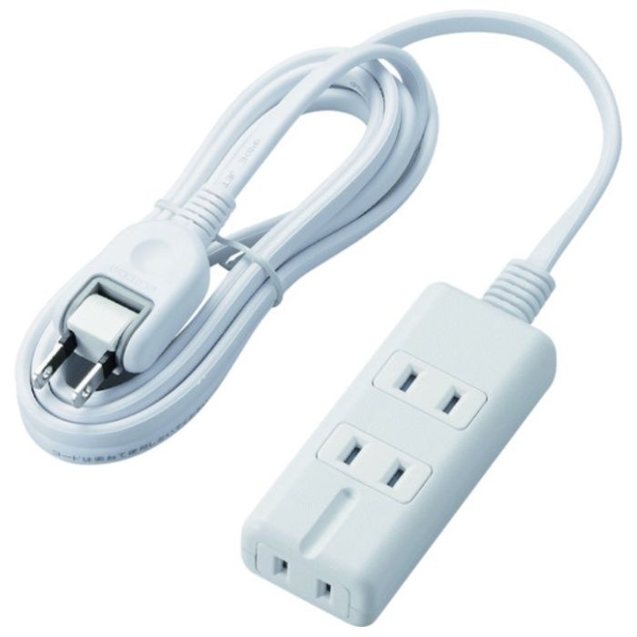 ELECOM　磁石タップ　3個口(内3ピン1)　2m　ホワイト