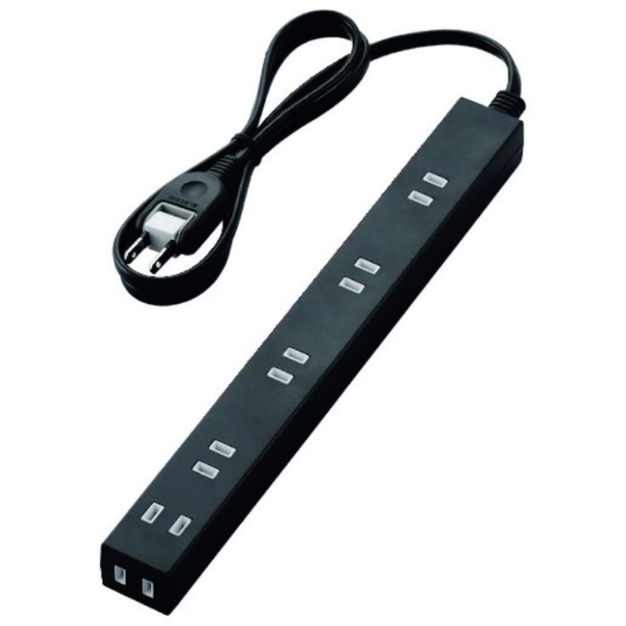 ELECOM　ほこり防止シャッター付きスリムタップ　6個口　1.0m　ブラック