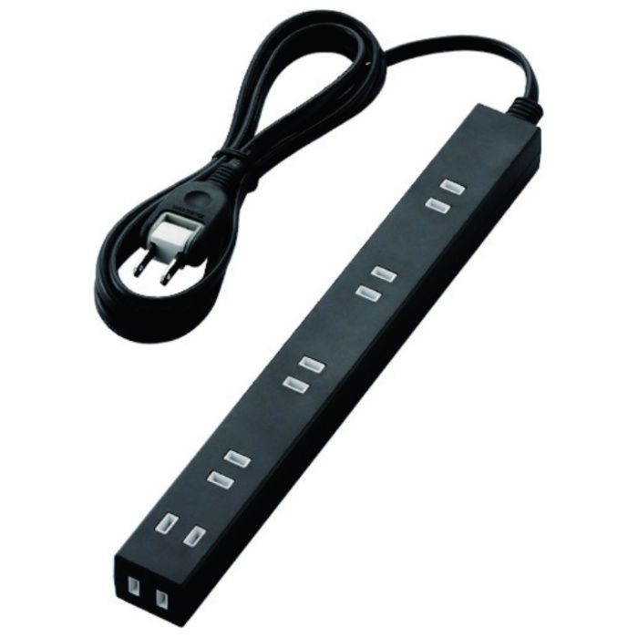 ELECOM　ほこり防止シャッター付きスリムタップ　6個口　2.0m　ブラック
