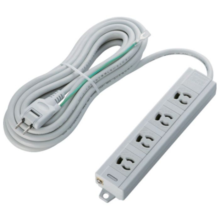 ELECOM　RoHs準拠OAタップ　3P　4個口　マグネット付き　5m　グレー