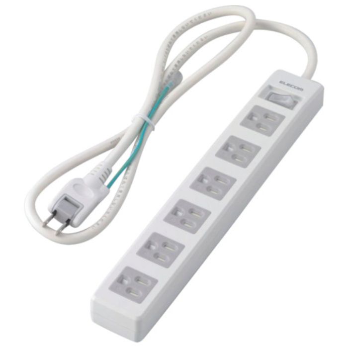 ELECOM　タップ　3P6個口　差込口2P　一括スイッチ　マグネット付　ホコリシャッター付　1m　RoHS