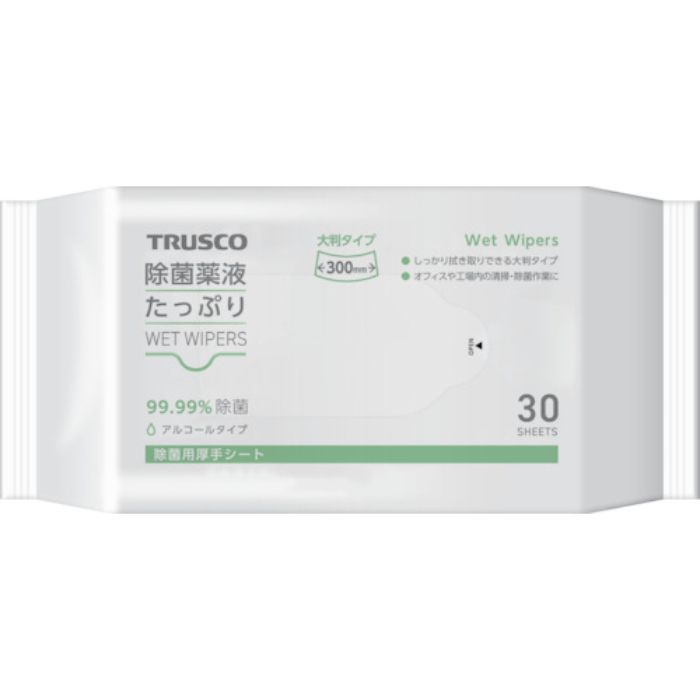 TRUSCO 除菌薬液たっぷりウェットワイパー大判 30枚(Tcode:2514669)