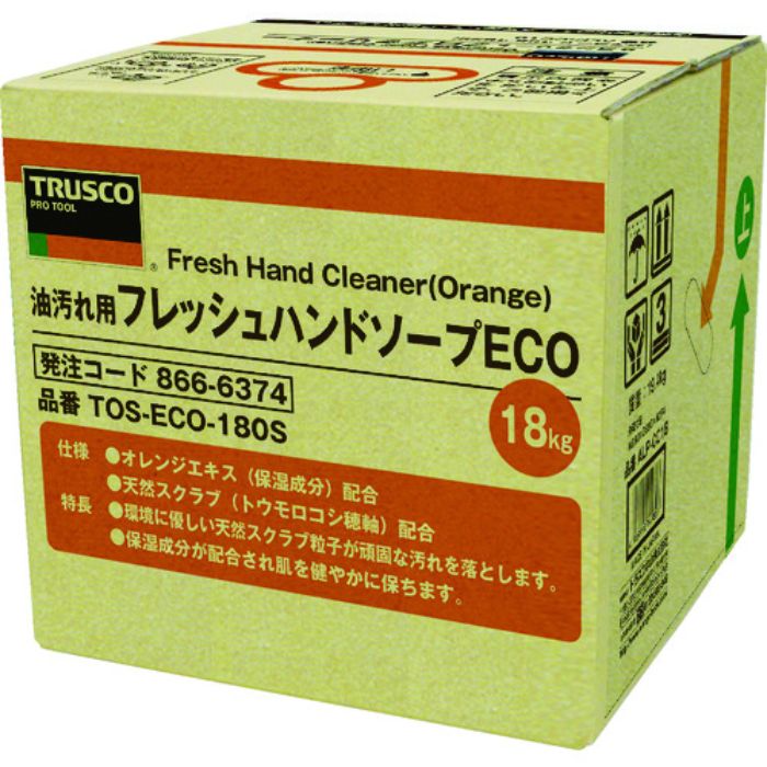 TRUSCO フレッシュハンドソープECO 18L 詰替 バッグインボックス(Tcode:8666374)