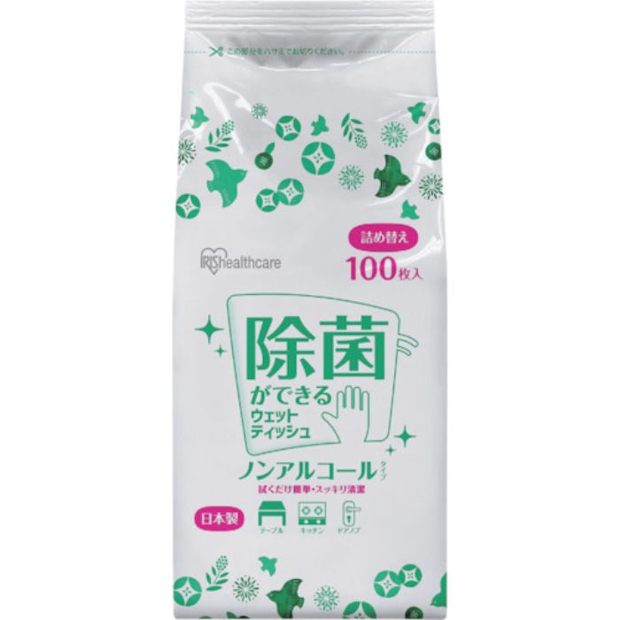 IRIS 288654 除菌ができるウエットティッシュ 詰め替え用 ノンアルコールタイプ 100枚(Tcode:4220425)