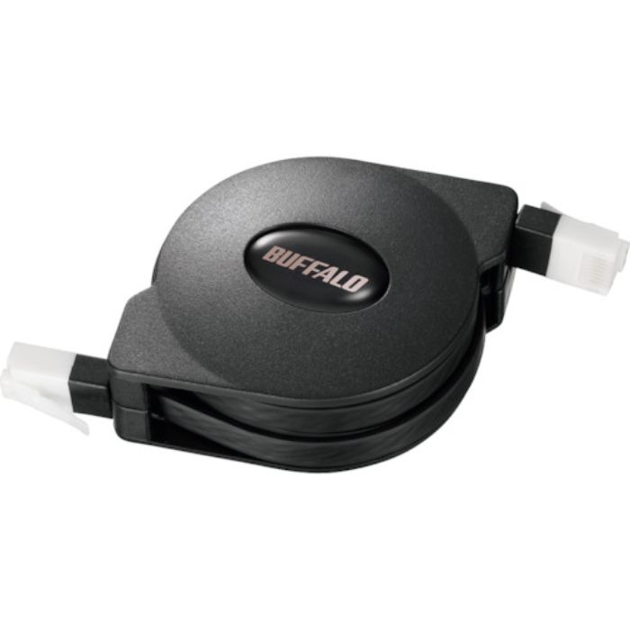 バッファロー ツメの折れないCat6 LANケーブル 巻取式 2.5m ブラック(Tcode:4293449)