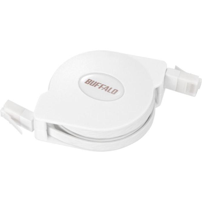 バッファロー ツメの折れないCat6 LANケーブル 巻取式 2.5m ホワイト(Tcode:4293504)