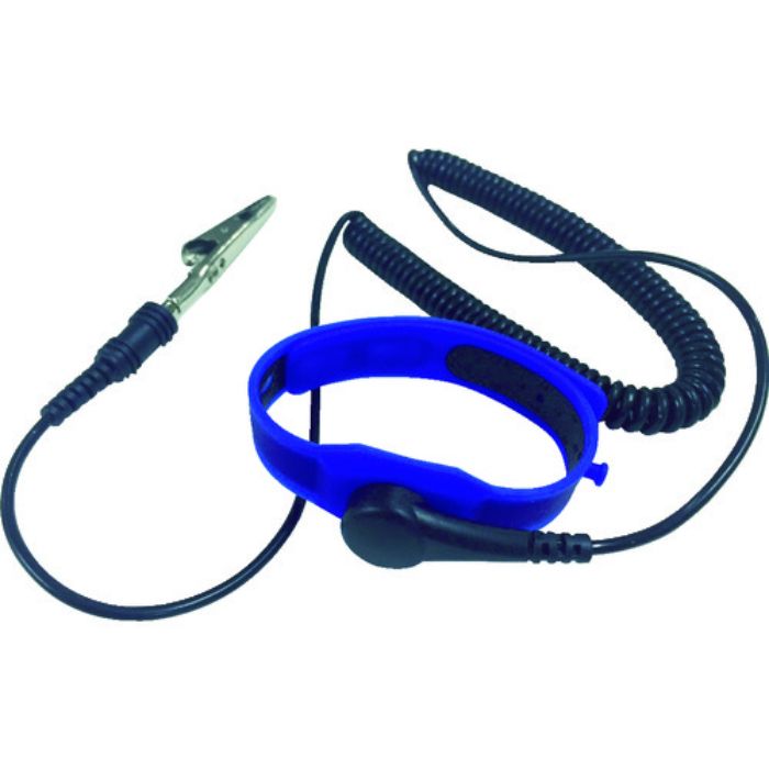 ブラストン 静電気対策用品 シリコンリストストラップ 青 コード全長68cm(Tcode:8552074)