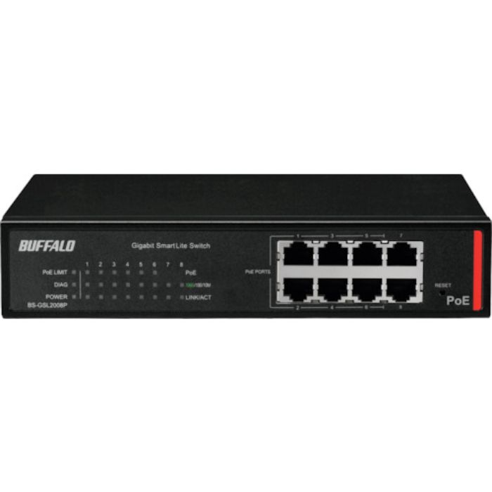バッファロー 法人向け Giga対応 PoE Layer2 スマートLiteスイッチ 8ポート(Tcode:3527835)