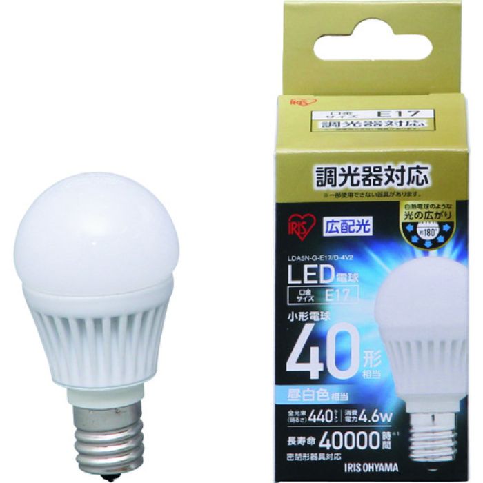 IRIS LED電球 E17広配光タイプ 調光器対応 40形相当 昼白色(Tcode:1256778)