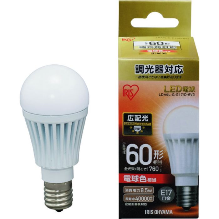 IRIS LED電球 E17広配光タイプ 調光器対応 60形相当 電球色(Tcode:1256782)