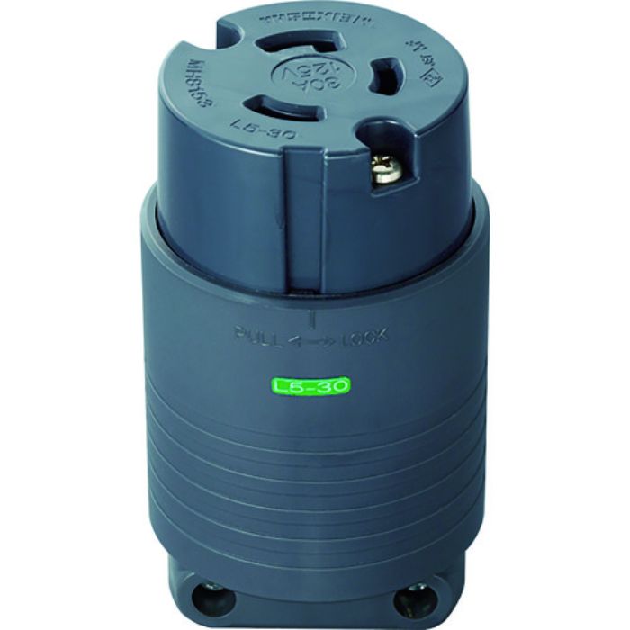 明工 接地2P30A引掛コネクターボデー(L5-30)30A.125V(黒)(Tcode:7806477)