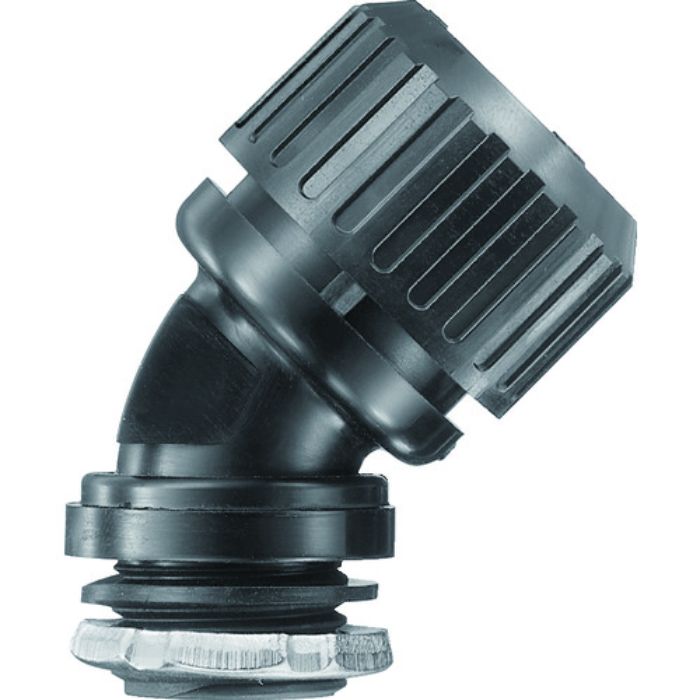 SANKEI サンフレキROBO 45°コネクタ ノックアウト接続用 管用平行おねじ付き 黒色(Tcode:1593761)