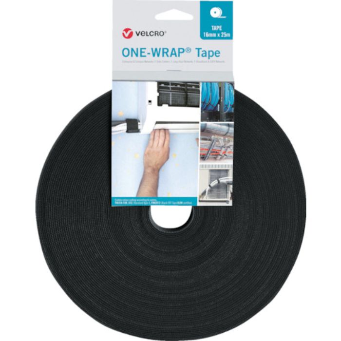 ヴェルクロ ヴェルクロ[[R上]] ONE-WRAP[[R上]] テープ 幅10mm×長さ25m 黒(Tcode:2503629)
