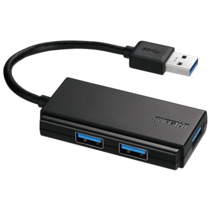 BUFFALO　USB3.0　バスパワー　3ポート　ハブ　ブラック