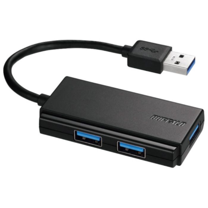 BUFFALO　USB3.0　バスパワー　3ポート　ハブ　ブラック