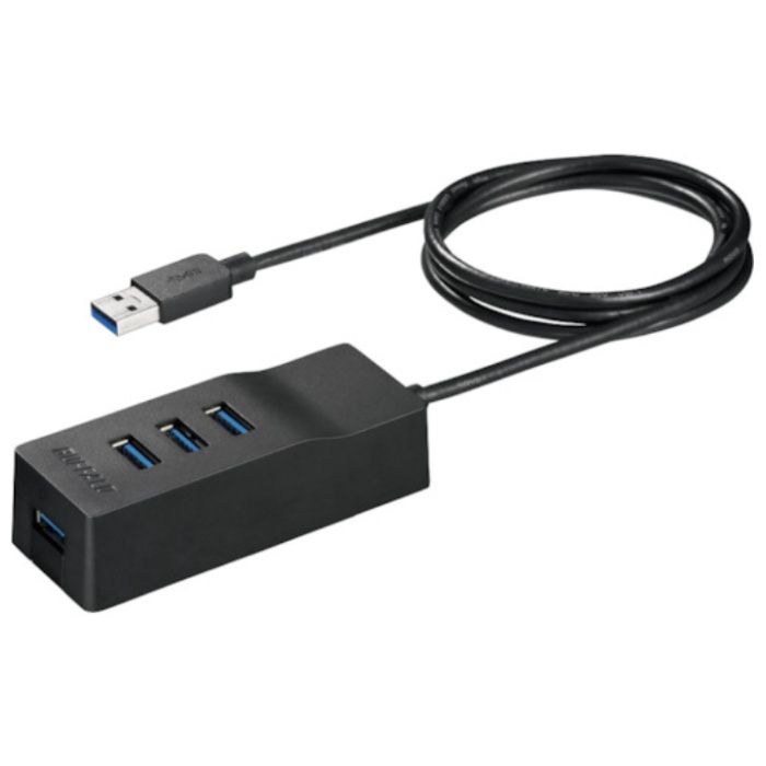 BUFFALO　USB3.0　上挿し　4ポートセルフパワーハブ　マグネット付き　ブラック