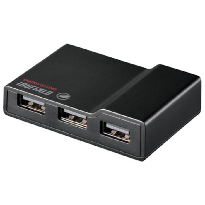 BUFFALO　USB2.0　電源連動節電機能付きセルフパワー4ポートハブ　ブラック