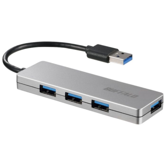 BUFFALO　USB3.0　4ポート　バスパワーハブ　シルバー