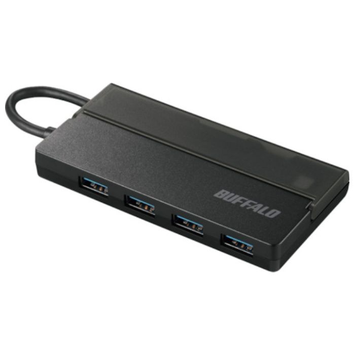 BUFFALO　USB3.1(Gen1)　Type-C　バスパワーハブ　4ポート　ケーブル収納　ブラック