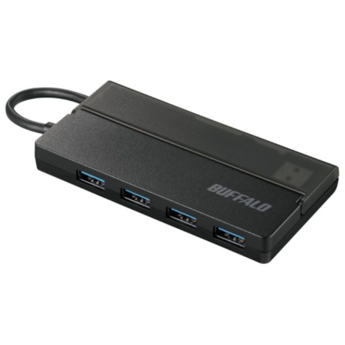 BUFFALO　USB3.0　バスパワーハブ　4ポート　ケーブル収納　ブラック