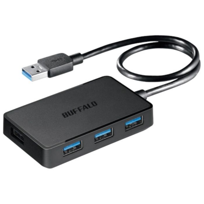 BUFFALO　USB3.0バスパワーハブ　4ポートタイプ　マグネット付き　ブラック
