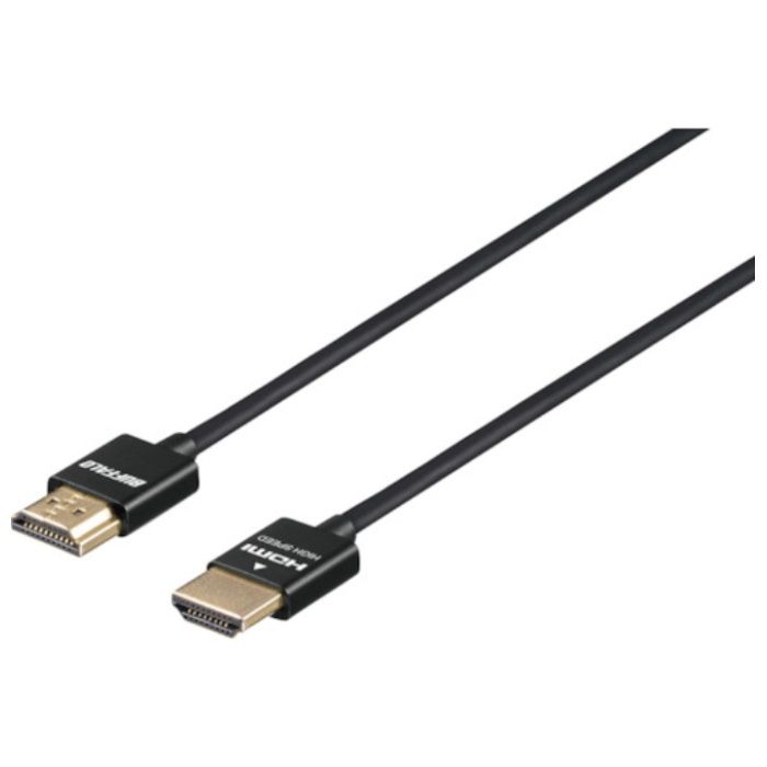 BUFFALO　イーサネット対応　HIGH　SPEED　HDMIケーブル　スリムタイプ　1.5m　ブラック