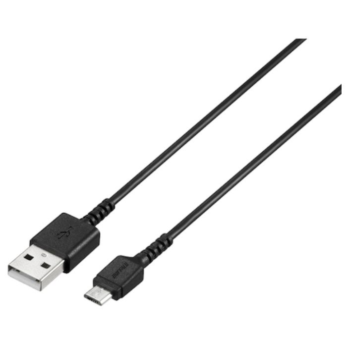 BUFFALO　USB2.0ケーブル(Type-A　to　microB)　スリム　1.0m　ブラック