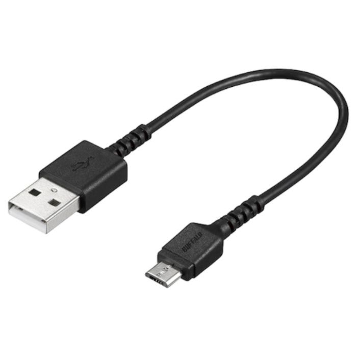 BUFFALO　USB2.0　A　to　microB　ラバーブッシュスリムケーブル　1.0m　ブラック